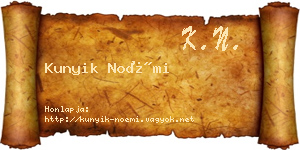 Kunyik Noémi névjegykártya